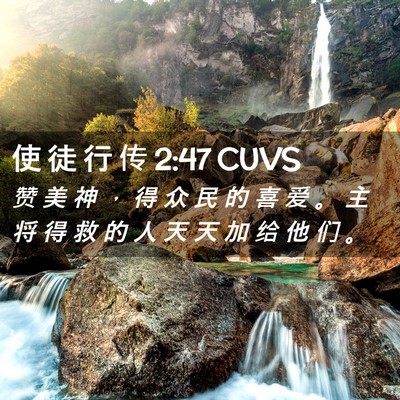Picture 02 - 使 徒 行 传 2:47 CUVS - 赞 美 神 ， 得 众 民 的 喜 爱 。 主 - Bible Verse Picture
