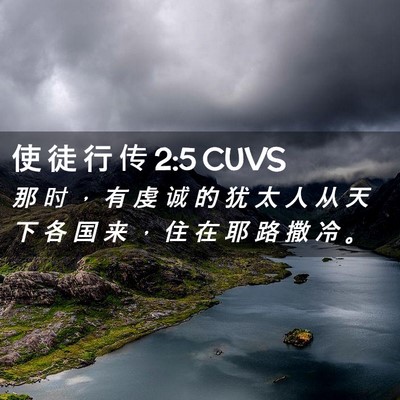 Picture 02 - 使 徒 行 传 2:5 CUVS - 那 时 ， 有 虔 诚 的 犹 太 人 从 天 - Bible Verse Picture