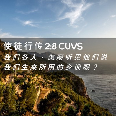 Picture 02 - 使 徒 行 传 2:8 CUVS - 我 们 各 人 ， 怎 麽 听 见 他 们 说 - Bible Verse Picture