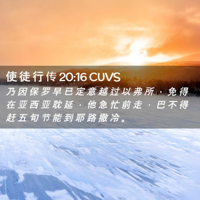 Picture 02 - 使 徒 行 传 20:16 CUVS - 乃 因 保 罗 早 已 定 意 越 过 以 弗 - Bible Verse Picture
