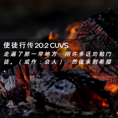 Picture 02 - 使 徒 行 传 20:2 CUVS - 走 遍 了 那 一 带 地 方 ， 用 许 多 - Bible Verse Picture