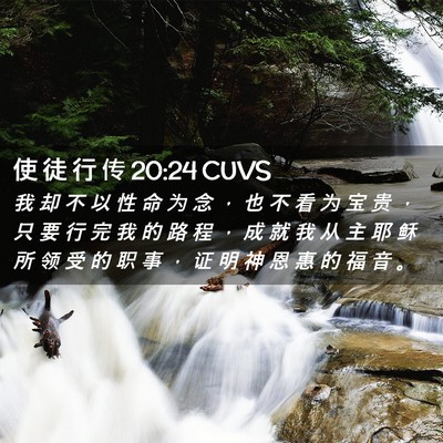 Picture 02 - 使 徒 行 传 20:24 CUVS - 我 却 不 以 性 命 为 念 ， 也 不 看 - Bible Verse Picture