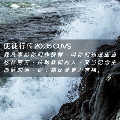 Picture 02 - 使 徒 行 传 20:35 CUVS - 我 凡 事 给 你 们 作 榜 样 ， 叫 你 - Bible Verse Picture