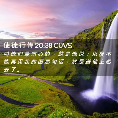 Picture 02 - 使 徒 行 传 20:38 CUVS - 叫 他 们 最 伤 心 的 ， 就 是 他 说 - Bible Verse Picture