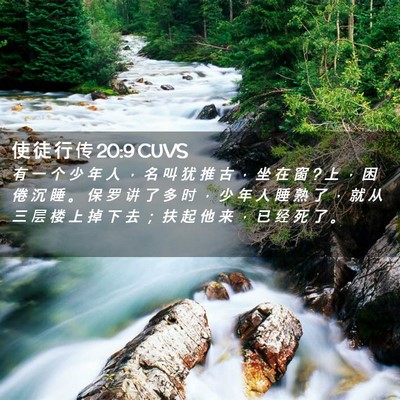 Picture 02 - 使 徒 行 传 20:9 CUVS - 有 一 个 少 年 人 ， 名 叫 犹 推 古 - Bible Verse Picture