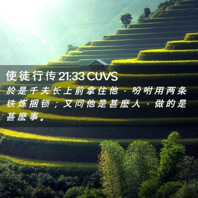 Picture 02 - 使 徒 行 传 21:33 CUVS - 於 是 千 夫 长 上 前 拿 住 他 ， 吩 - Bible Verse Picture
