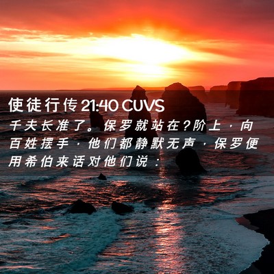 Picture 02 - 使 徒 行 传 21:40 CUVS - 千 夫 长 准 了 。 保 罗 就 站 在 ? 阶 - Bible Verse Picture