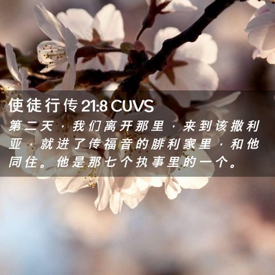 Picture 02 - 使 徒 行 传 21:8 CUVS - 第 二 天 ， 我 们 离 开 那 里 ， 来 - Bible Verse Picture