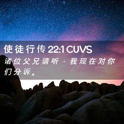 Picture 02 - 使 徒 行 传 22:1 CUVS - 诸 位 父 兄 请 听 ， 我 现 在 对 你 - Bible Verse Picture