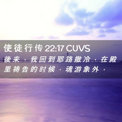 Picture 02 - 使 徒 行 传 22:17 CUVS - 後 来 ， 我 回 到 耶 路 撒 冷 ， 在 - Bible Verse Picture