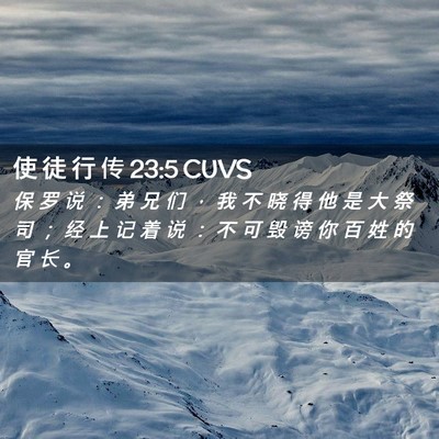 Picture 02 - 使 徒 行 传 23:5 CUVS - 保 罗 说 ： 弟 兄 们 ， 我 不 晓 得 - Bible Verse Picture