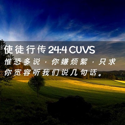 Picture 02 - 使 徒 行 传 24:4 CUVS - 惟 恐 多 说 ， 你 嫌 烦 絮 ， 只 求 - Bible Verse Picture