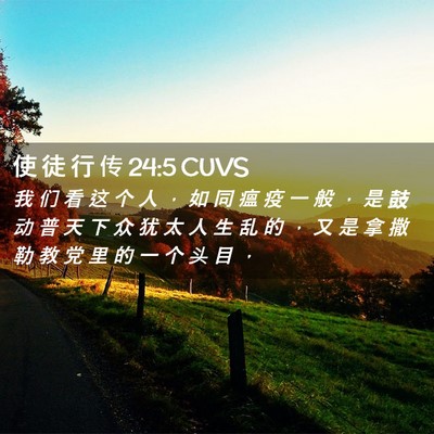 Picture 02 - 使 徒 行 传 24:5 CUVS - 我 们 看 这 个 人 ， 如 同 瘟 疫 一 - Bible Verse Picture