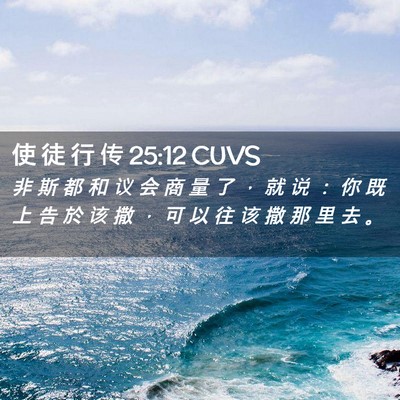 Picture 02 - 使 徒 行 传 25:12 CUVS - 非 斯 都 和 议 会 商 量 了 ， 就 说 - Bible Verse Picture