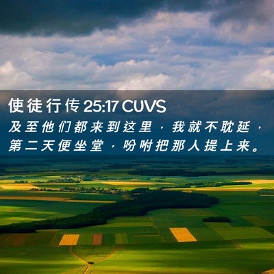 Picture 02 - 使 徒 行 传 25:17 CUVS - 及 至 他 们 都 来 到 这 里 ， 我 就 - Bible Verse Picture
