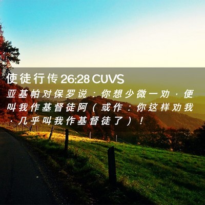 Picture 02 - 使 徒 行 传 26:28 CUVS - 亚 基 帕 对 保 罗 说 ： 你 想 少 微 - Bible Verse Picture
