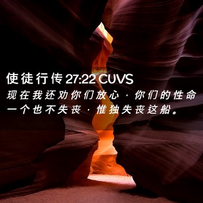 Picture 02 - 使 徒 行 传 27:22 CUVS - 现 在 我 还 劝 你 们 放 心 ， 你 们 - Bible Verse Picture