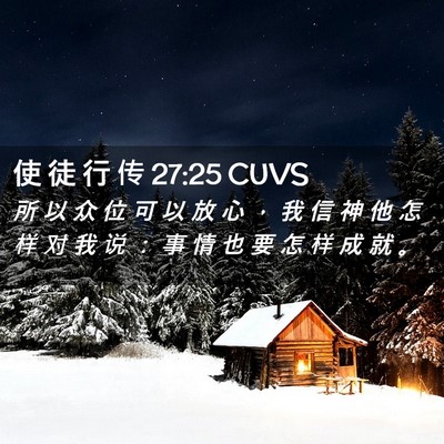Picture 02 - 使 徒 行 传 27:25 CUVS - 所 以 众 位 可 以 放 心 ， 我 信 神 - Bible Verse Picture