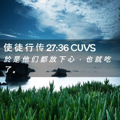 Picture 02 - 使 徒 行 传 27:36 CUVS - 於 是 他 们 都 放 下 心 ， 也 就 吃 - Bible Verse Picture