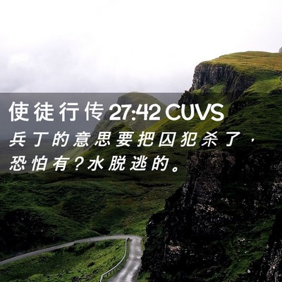 Picture 02 - 使 徒 行 传 27:42 CUVS - 兵 丁 的 意 思 要 把 囚 犯 杀 了 ， - Bible Verse Picture