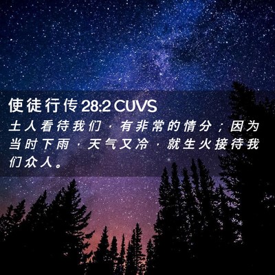 Picture 02 - 使 徒 行 传 28:2 CUVS - 土 人 看 待 我 们 ， 有 非 常 的 情 - Bible Verse Picture