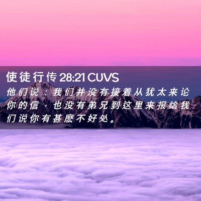 Picture 02 - 使 徒 行 传 28:21 CUVS - 他 们 说 ： 我 们 并 没 有 接 着 从 - Bible Verse Picture