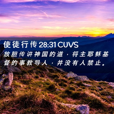 Picture 02 - 使 徒 行 传 28:31 CUVS - 放 胆 传 讲 神 国 的 道 ， 将 主 耶 - Bible Verse Picture