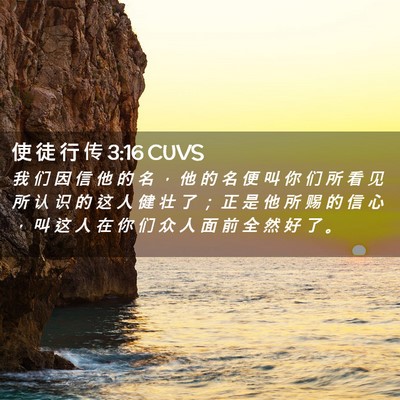 Picture 02 - 使 徒 行 传 3:16 CUVS - 我 们 因 信 他 的 名 ， 他 的 名 便 - Bible Verse Picture