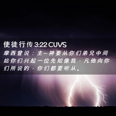 Picture 02 - 使 徒 行 传 3:22 CUVS - 摩 西 曾 说 ： 主 ─ 神 要 从 你 们 - Bible Verse Picture