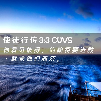 Picture 02 - 使 徒 行 传 3:3 CUVS - 他 看 见 彼 得 、 约 翰 将 要 进 殿 - Bible Verse Picture