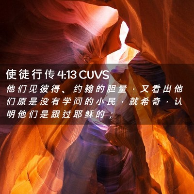 Picture 02 - 使 徒 行 传 4:13 CUVS - 他 们 见 彼 得 、 约 翰 的 胆 量 ， - Bible Verse Picture