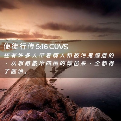 Picture 02 - 使 徒 行 传 5:16 CUVS - 还 有 许 多 人 带 着 病 人 和 被 污 - Bible Verse Picture
