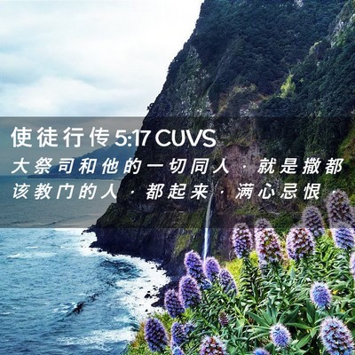Picture 02 - 使 徒 行 传 5:17 CUVS - 大 祭 司 和 他 的 一 切 同 人 ， 就 - Bible Verse Picture