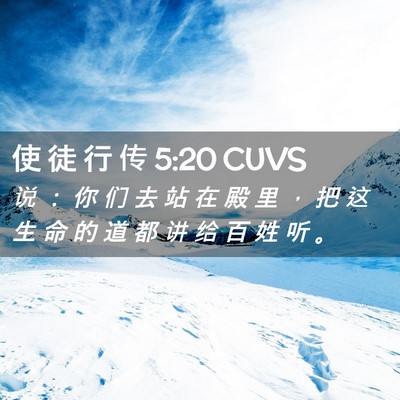 Picture 02 - 使 徒 行 传 5:20 CUVS - 说 ： 你 们 去 站 在 殿 里 ， 把 这 - Bible Verse Picture