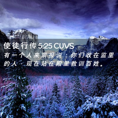 Picture 02 - 使 徒 行 传 5:25 CUVS - 有 一 个 人 来 禀 报 说 ： 你 们 收 - Bible Verse Picture