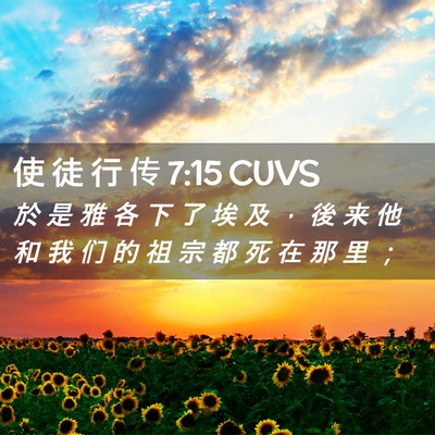 Picture 02 - 使 徒 行 传 7:15 CUVS - 於 是 雅 各 下 了 埃 及 ， 後 来 他 - Bible Verse Picture