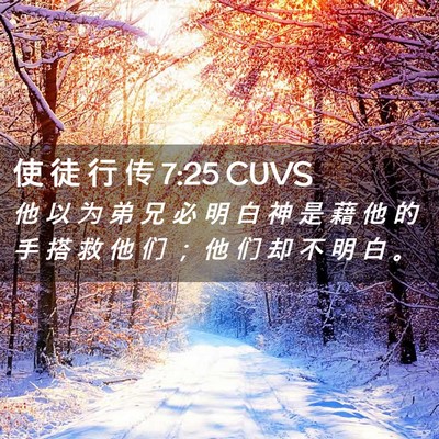 Picture 02 - 使 徒 行 传 7:25 CUVS - 他 以 为 弟 兄 必 明 白 神 是 藉 他 - Bible Verse Picture