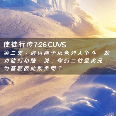 Picture 02 - 使 徒 行 传 7:26 CUVS - 第 二 天 ， 遇 见 两 个 以 色 列 人 - Bible Verse Picture