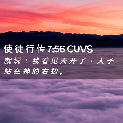 Picture 02 - 使 徒 行 传 7:56 CUVS - 就 说 ： 我 看 见 天 开 了 ， 人 子 - Bible Verse Picture