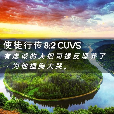 Picture 02 - 使 徒 行 传 8:2 CUVS - 有 虔 诚 的 人 把 司 提 反 埋 葬 了 - Bible Verse Picture