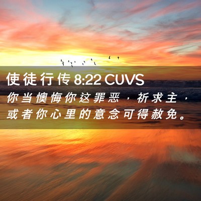 Picture 02 - 使 徒 行 传 8:22 CUVS - 你 当 懊 悔 你 这 罪 恶 ， 祈 求 主 - Bible Verse Picture
