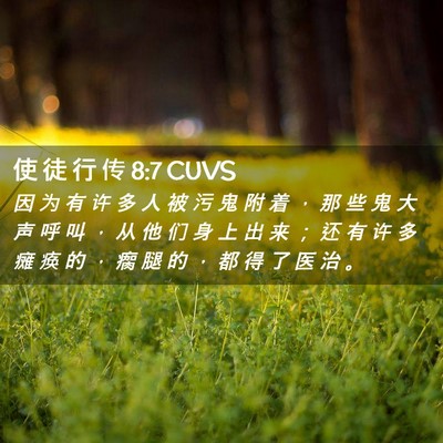 Picture 02 - 使 徒 行 传 8:7 CUVS - 因 为 有 许 多 人 被 污 鬼 附 着 ， - Bible Verse Picture
