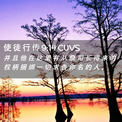 Picture 02 - 使 徒 行 传 9:14 CUVS - 并 且 他 在 这 里 有 从 祭 司 长 得 - Bible Verse Picture