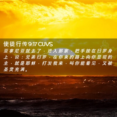 Picture 02 - 使 徒 行 传 9:17 CUVS - 亚 拿 尼 亚 就 去 了 ， 进 入 那 家 - Bible Verse Picture