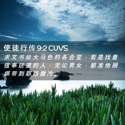 Picture 02 - 使 徒 行 传 9:2 CUVS - 求 文 书 给 大 马 色 的 各 会 堂 ， - Bible Verse Picture