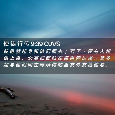 Picture 02 - 使 徒 行 传 9:39 CUVS - 彼 得 就 起 身 和 他 们 同 去 ； 到 - Bible Verse Picture