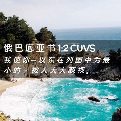 Picture 02 - 俄 巴 底 亚 书 1:2 CUVS - 我 使 你 ─ 以 东 在 列 国 中 为 最 - Bible Verse Picture