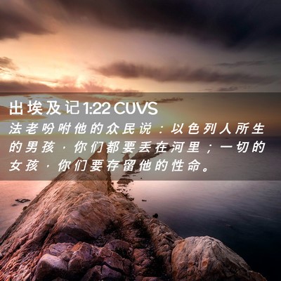 Picture 02 - 出 埃 及 记 1:22 CUVS - 法 老 吩 咐 他 的 众 民 说 ： 以 色 - Bible Verse Picture