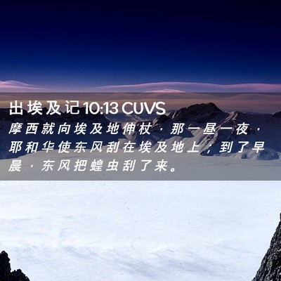 Picture 02 - 出 埃 及 记 10:13 CUVS - 摩 西 就 向 埃 及 地 伸 杖 ， 那 一 - Bible Verse Picture