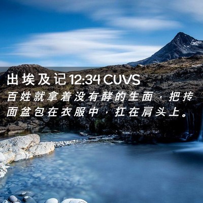 Picture 02 - 出 埃 及 记 12:34 CUVS - 百 姓 就 拿 着 没 有 酵 的 生 面 ， - Bible Verse Picture